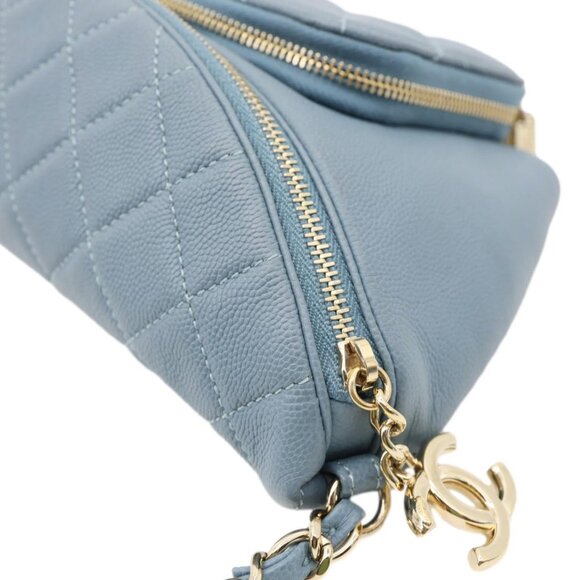 Chanel  Business Affinity Quilted Caviar Leather Waist Bag Blue - Picture 9 of 12